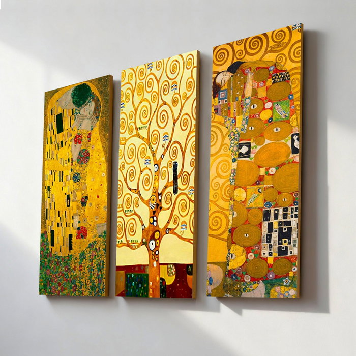 Wallity Set de 3 Cuadros Decorativos de Gustav Klimt en MDF Wallity Set de 3 Cuadros Decorativos de Gustav Klimt en MDF